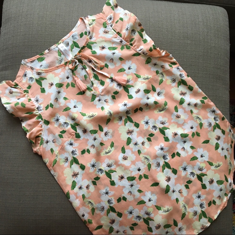 Pajama Top, Sleepwear Top, Gilligan & O’Malley, Peach, Floral, XS